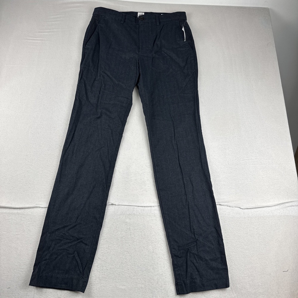 New! Gap Mens Navy Herringbone Chino Pants 30*34 Cotton Blend Preppy